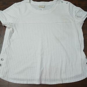 Alfred Dunner 2X White Knit Short Sleeve Round Neck Grommet Accent Blouse